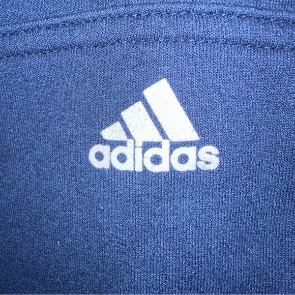 Adidas 3 Stripe Notre Dame Men’s Navy Embroidered Hooded Sweatshirt Size Large - Picture 8 of 8